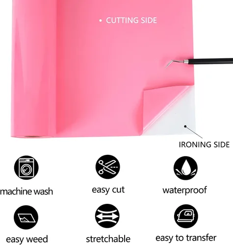 Miniatura 3 de TUMIYA - Rollo de vinilo para transferencia de calor (100.1 x 14.8 ft, vinilo adhesivo brillante HTV (rosa)