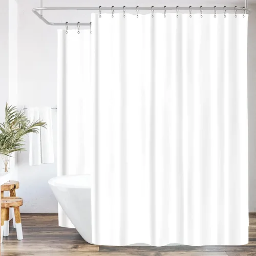 Riyidecor Clawfoot - Cortina de ducha redonda de PEVA para bañera, redonda, color blanco, 180 x 70 pulgadas, envolvente ovalada independiente, panel