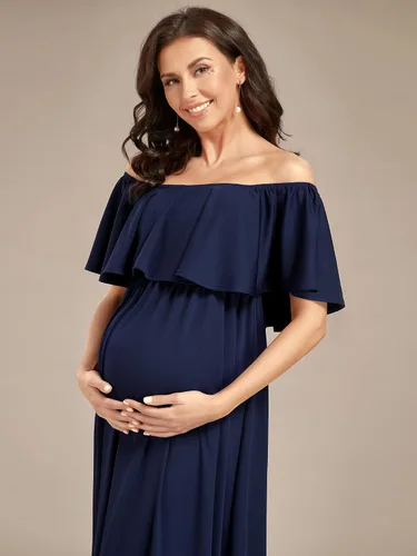 Miniatura 5 de Ever-Pretty Vestido casual de maternidad con hombros descubiertos y mangas abullonadas con cintura fruncida en una línea hasta el suelo 01802-EY