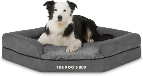 Miniatura 14 de The Dog's Bed - Cama ortopédica de espuma viscoelástica para perro, tela Oxford, gris con ribete negro, mediana