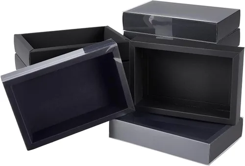 Miniatura 8 de BENECREAT Paquete de 12 cajas rectangulares de papel kraft de 7 x 5 x 1.5 pulgadas con ventana de plástico de PVC para regalos de fiesta, dulces