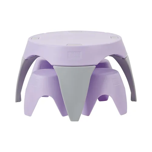 Miniatura 2 de ECR4Kids Ayana - Juego de mesa y taburete, mesa y sillas para niños al aire libre, morado claro/gris claro, 5 piezas