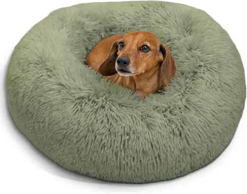 Miniatura 14 de Best Friends by Sheri - The Original Calming Donut - Cama calmante en forma de dona para perros y gatos - Pelo largo, gris escarcha, S, 23 x 23