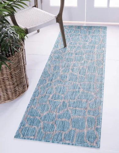 Miniatura 22 de Unique Loom Outdoor Safari Collection - Alfombra de área - Jirafa (2' x 6' 1" camino, azul/gris)