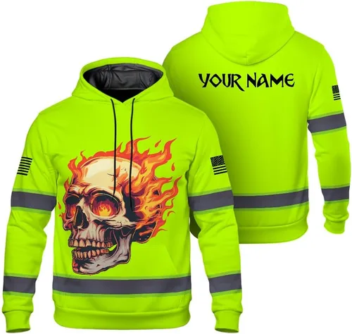 Miniatura 39 de Maddly Colección de ropa de trabajo de alta visibilidad con bandera de EE. UU. personalizada con nombre para trabajadores, corredores, camioneros