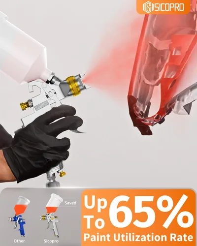 Miniatura 4 de Pistola pulverizadora de pintura HVLP, pulverizador de pintura a aire para pintura de casas, automóviles, pistolas de pintura automotrices
