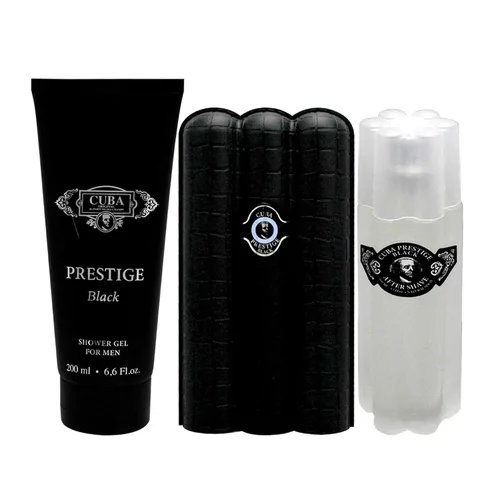 Miniatura 2 de Cuba Prestige Black de Cuba para hombres - Juego de regalo de 3 piezas de 3 onzas EDT en aerosol, gel de ducha de 6.6 onzas, 3.3 onzas después