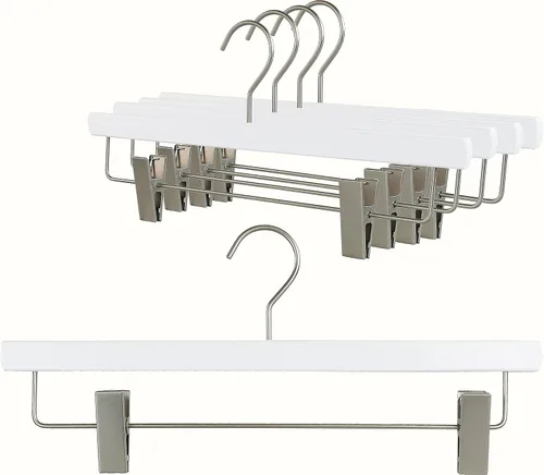 Miniatura 8 de MAWA by Reston Lloyd, Percha de madera europea, percha de madera de haya con clips ajustables para pantalones, gancho dorado giratorio, acabado