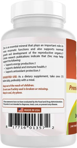 Miniatura 7 de Best Naturals - Suplemento de zinc como gluconato de zinc de 50 mg, 240 comprimidos, paquete de 2