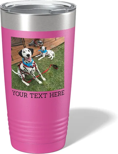 Miniatura 11 de Vaso personalizado de 20 onzas (17 colores) con foto impresa con aislamiento térmico de acero inoxidable recubierto de polvo con tapa, regalo