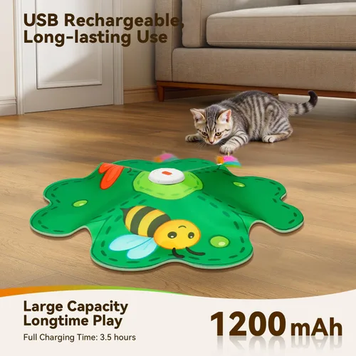 Miniatura 4 de FEELNEEDY Juguetes recargables para gatos, juego interactivo de escondite 2 en 1, juguete de gato con punto LED rojo móvil, plumas ocultas, juguetes