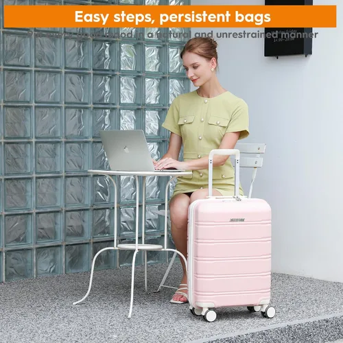 Miniatura 8 de Joyway Equipaje de 5 piezas, equipaje de viaje ligero con cierre TSA, juego de equipaje, maleta con ruedas giratorias para mujer, Rosado