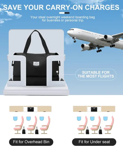 Miniatura 2 de Bolsa de viaje para mujer, bolsa deportiva para gimnasio, E-Negro