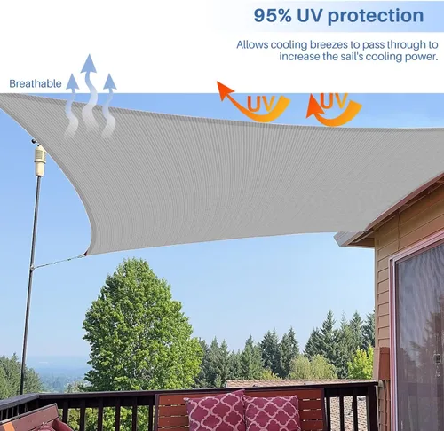 Miniatura 5 de E&K Sunrise - Toldo parasol rectangular de 10 x 12 pies, bloquea los rayos UV, para pérgola, patio, jardín al aire libre (gris)
