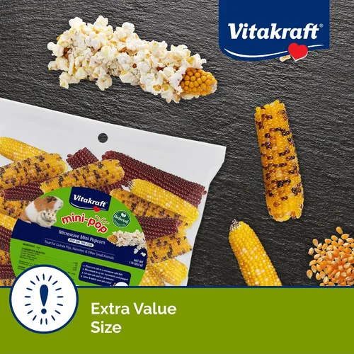 Miniatura 3 de Vitakraft Mini Pops - Mazorcas de maíz para microondas para animales pequeños, bocadillo de maíz en la mazorca para hámsters, conejos y cobayas