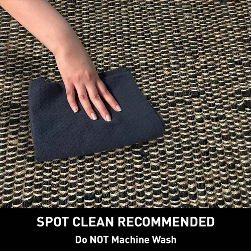 Miniatura 3 de Chardin home Alfombra de pasillo de yute y algodón negro, alfombra reversible tejida a mano de 2 x 5 pies, decoración rústica de yute negro y natural
