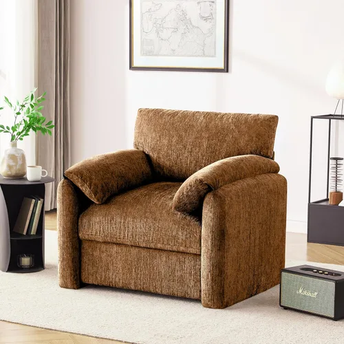 Miniatura 19 de Howjoe Sillón Extragrande de Chenilla, Sillas de Acento de 38.6 Pulgadas de Ancho para Sala de Estar y Dormitorio Silla de Descanso Moderna, Silla
