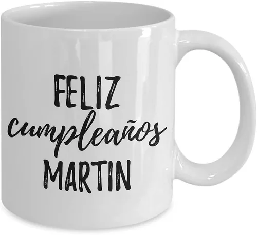 Miniatura 2 de Feliz Cumpleanos Martin Mug Spanish Happy Birthday Personalized Name Gift Coffee Tea Cup 11 oz