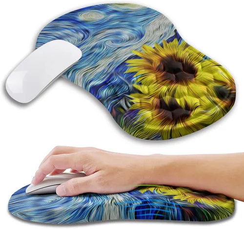 Miniatura 30 de Alfombrilla ergonómica para mouse con soporte de muñeca con espuma viscoelástica, almohadilla de masaje para aliviar el dolor del túnel carpiano