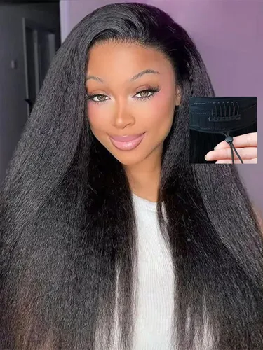 Miniatura 13 de Pelucas Ombre con Reflejos Parte en V Cabello Humano Liso Pelucas de Cabello Humano Brasileño Pelucas Parte en U Mejoradas Densidad 180% Media