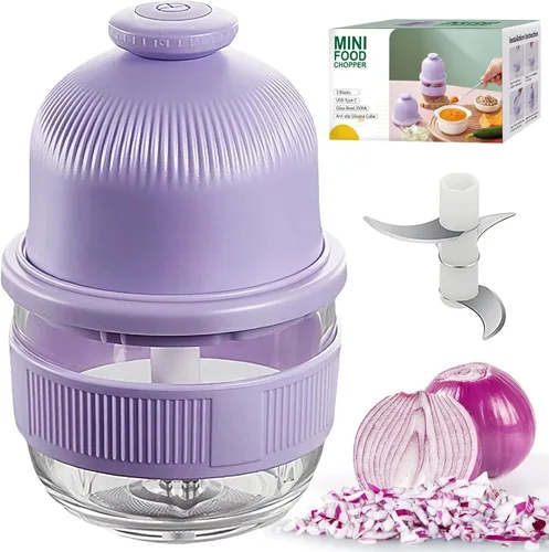 Miniatura 13 de Mini procesador de alimentos inalámbrico con múltiples 3 cuencos (13.5 fl oz+8.5 fl oz+3.4 fl oz) y 6+3+2 cuchillas, picadora de ajo, picadora