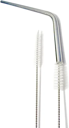 Miniatura 3 de HUJI Cepillo de limpieza de pajitas de acero inoxidable, perfecto para popotes reutilizables (2 cepillos)