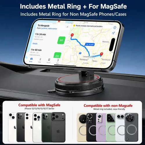Miniatura 6 de Soporte magnético para teléfono de automóvil, compatible con MagSafe, soporte de automóvil con succión al vacío de 108 libras, soporte magnético