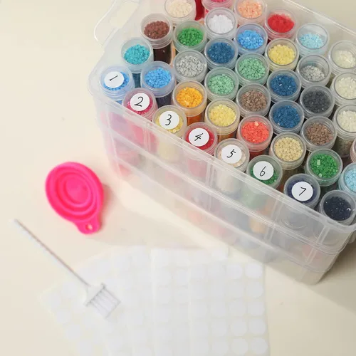 Miniatura 6 de Douorgan Contenedores de almacenamiento de pintura de diamante de 3 niveles, organizador portátil de cuentas y caja de almacenamiento, organizadores