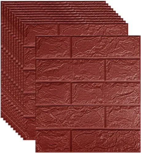 Miniatura 13 de Melairya Paneles de pared 3D para despegar y pegar, papel tapiz de ladrillo 3D de piedra sintética, autoadhesivo, para decoración de paredes Negro