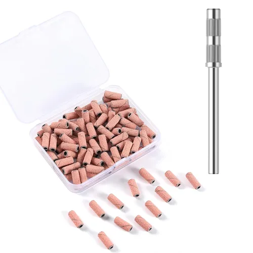 Miniatura 14 de 100 piezas de bandas pequeñas de lijado de uñas para taladro de uñas, bits mini de 3.1mm de mandril de lijado de uñas de grano 80 para uñas