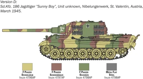 Miniatura 6 de Italeri WWII German Heavy Destroyer Tank Sd.Kfz.186 Yakt Tiger Modelo de plástico, escala 1: 56