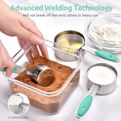 Miniatura 4 de U-Taste - Juego de tazas y cucharas medidoras: U-Taste 18/8 de acero inoxidable, 12 piezas, apilamiento de metal, juego de medidas para cocina