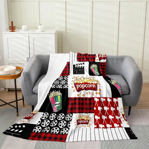 Miniatura 14 de Manta de felpa con diseño de palomitas de maíz, para niños, niñas, adolescentes, cine para todas las estaciones, manta de cama transpirable a