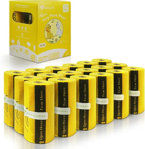 Miniatura 8 de Bolsas compostables certificadas para excremento de perro, 270 bolsas, 18 rollos, bolsas para excrementos para perros hechas de almidón de maíz