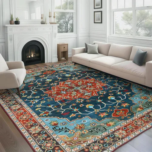 Miniatura 23 de WILLSUN Alfombras lavables de área, alfombras grandes antideslizantes de 5 x 7 pulgadas estilo bohemio para sala de estar, dormitorio, alfombra