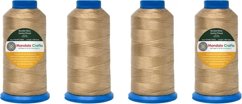 Miniatura 144 de Mandala Crafts - Hilo de nailon para coser cuero, tapicería, mezclilla y para trenzar el pelo; resistente, 1500 yardas, tamaño 69 T70 Marrón