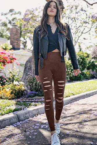 Miniatura 2 de Leggings rasgados de guerrero para mujer, pantalones de yoga de cintura alta con control de abdomen, pantalones deportivos de entrenamiento