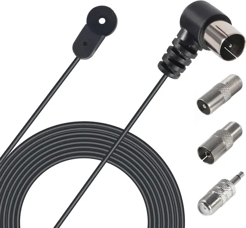 Antena FM para interior para receptor estéreo, cable coaxial macho tipo F de 75 ohmios con 3 conectores, compatible con cine en casa, sistema FM,
