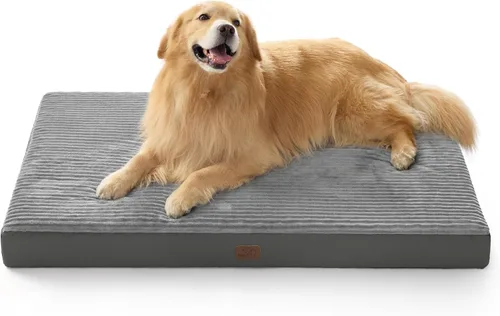 Miniatura 25 de Bedsure ComfyFleece - Camas ortopédicas para perros de gran tamaño para jaula con funda extraíble para máquina, no impermeable, alfombrilla de Gris