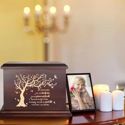 Miniatura 4 de Urnas conmemorativas de cremación para cenizas humanas, hombres y mujeres, caja de urnas de madera y ataúd para cenizas, hombres, mujeres y niños