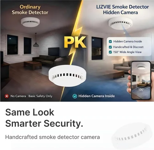 Miniatura 2 de Cámara detector de humo hecha a mano, 150 ° gran angular 5000 mAh montado en techo 1080P visión nocturna / detección de movimiento/2.4G WiFi/APP