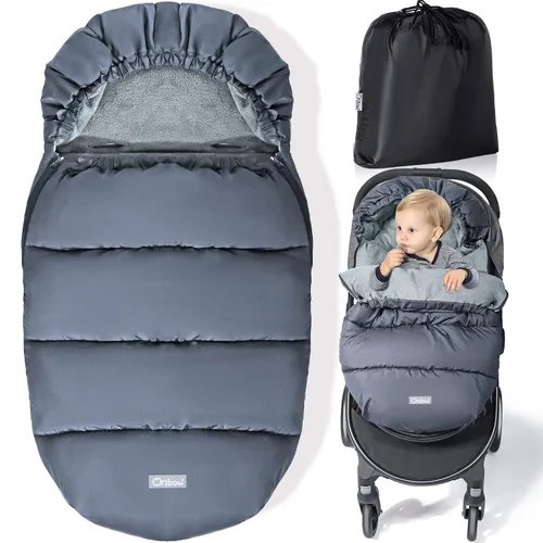 Miniatura 12 de Orzbow Saco Abrigado Universal, Saco de Dormir para Cochecito Clima Frío, Cubrepiés Impermeable para Niños Pequeños (Negro)