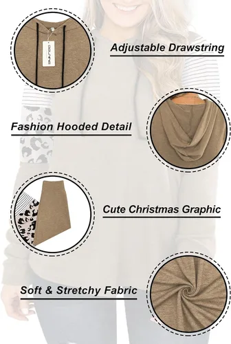 Miniatura 4 de DOLNINE Sudaderas con capucha de talla grande para mujer, sudaderas de manga larga con bloques