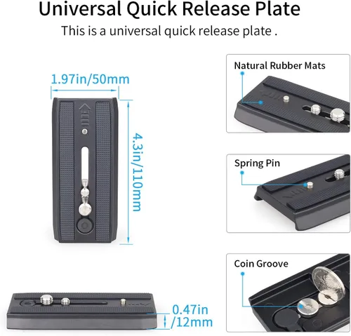 Miniatura 8 de Trípode de alta resistencia Cabeza fluida Head-INNOREL F80 Drag Pan Cámaras Cabeza de fluido de video con tornillos de 1/4 y 3/8 pulgadas Placa