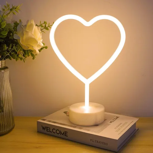 Miniatura 12 de BHCLIGHT Letrero de neón de corazón rojo, luz LED de neón de San Valentín alimentada por batería o USB, luces de corazón rojo de San Valentín
