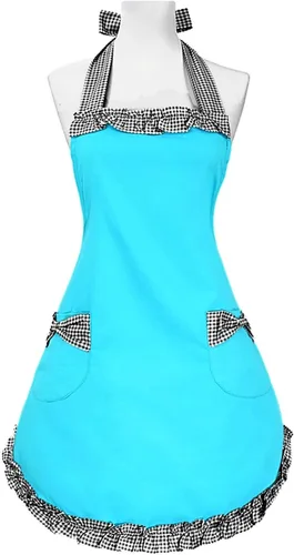 Miniatura 12 de Violet Mist Lindos delantales negros para mujeres con bolsillos, delantales vintage retro elegantes para niñas con lazo, vestido sexy de los años