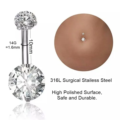 Miniatura 2 de DJCIW Kit de piercing para ombligo - Anillos de ombligo de acero inoxidable 14G, agujas de oro rosa