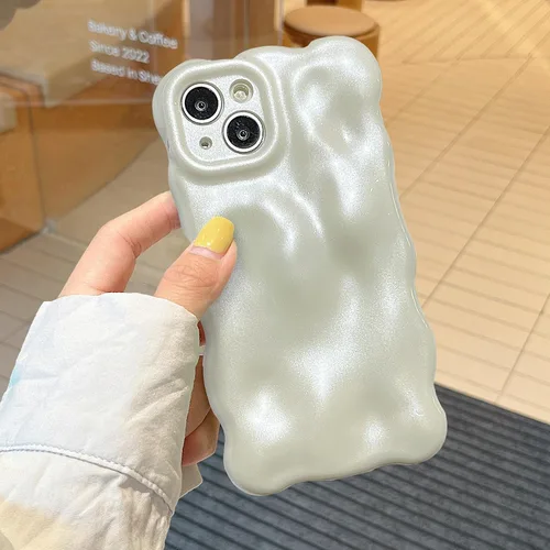 Miniatura 92 de XIZYO Funda para iPhone 13 de 6.1 pulgadas, bonito patrón de ondas, estético, 3D, rizado, ondulado, chapado en purpurina, para mujeres y niñas, Azul