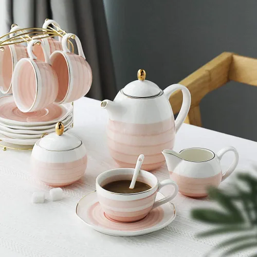 Miniatura 4 de SWEEJAR Juego de té de porcelana y cucharas de café expreso de acero inoxidable 18/10
