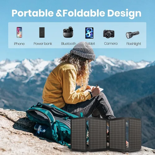 Miniatura 4 de FlexSolar Cargador solar portátil de 30 W, panel plegable de ETFE con QC3.0 18 W USB-A/USB-C y resistencia al agua IP67 - Carga rápida